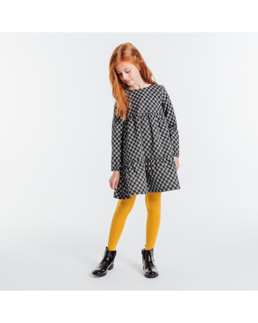 Robe imprimée volantée noire fille