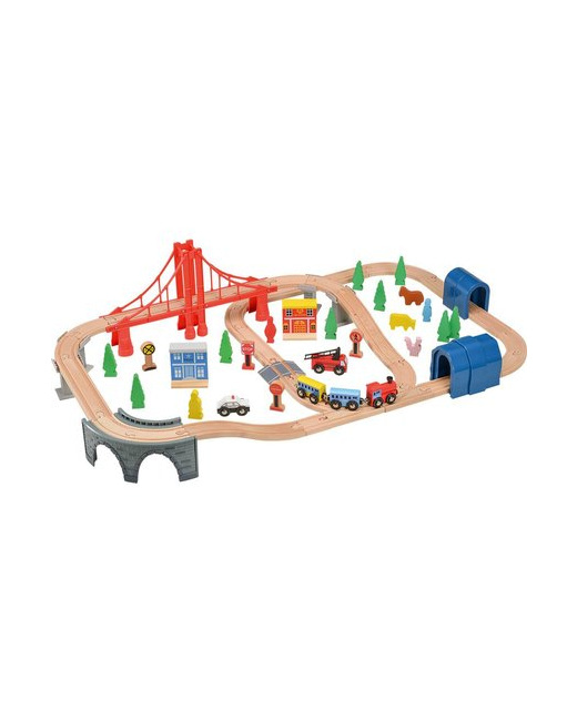Set de train - 70 pièces en bois