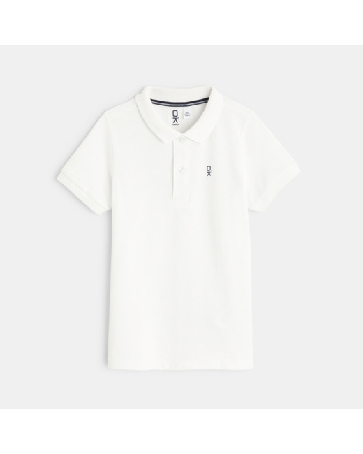 Polo en coton piqué blanc garçon