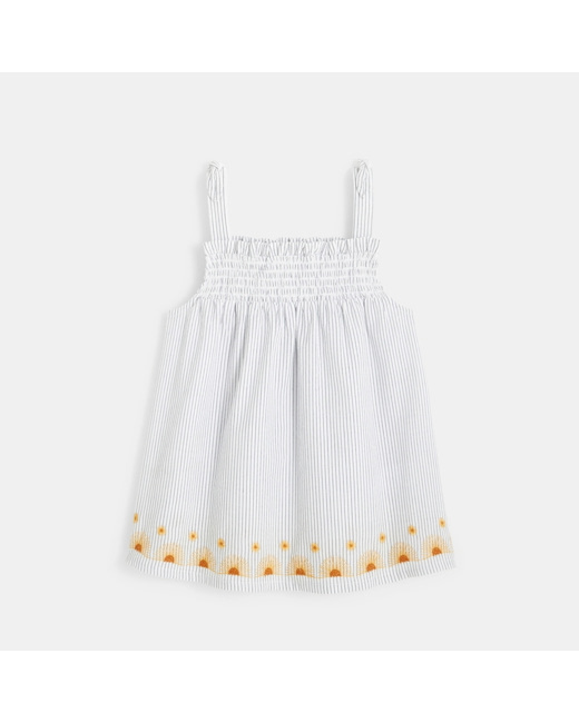 Blouse rayée à bretelles grise fille