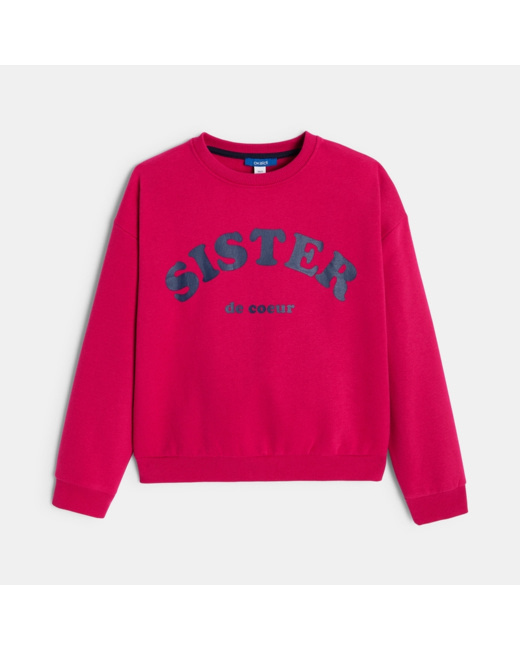 Sweat-shirt à message rose fille