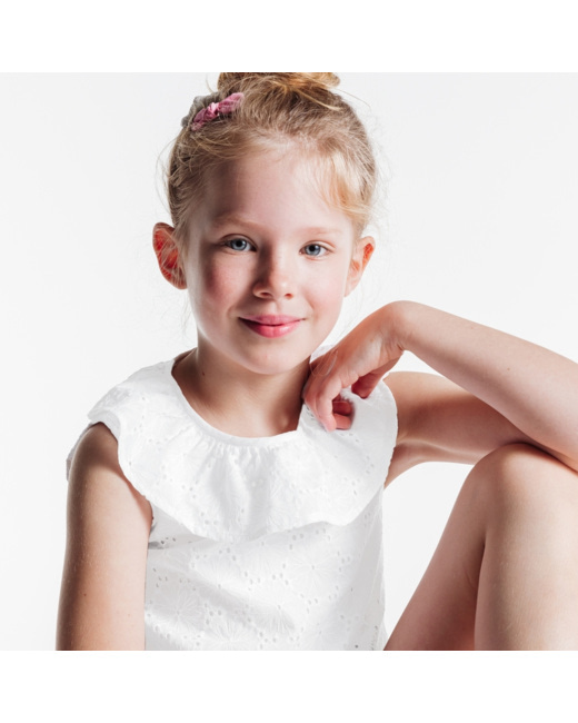 Top en broderie anglaise blanc fille