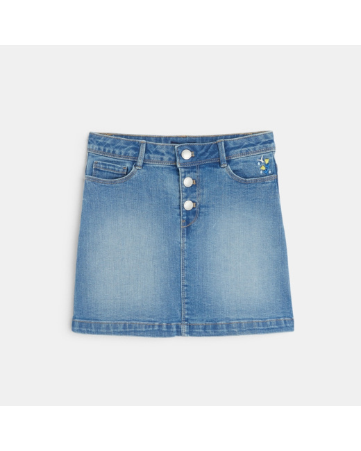 Jupe en jean ceinturée bleue fille