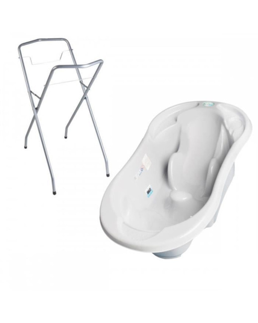 Baignoire bébé avec réducteur intégré Gris + Pied + Tuyau