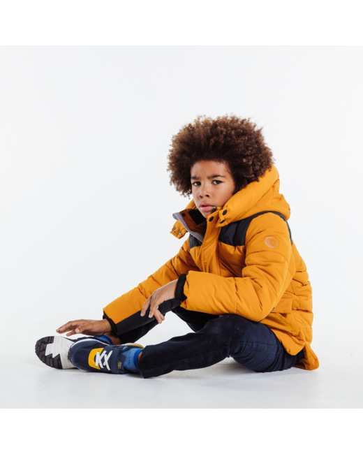 Blouson doudoune à capuche jaune garçon