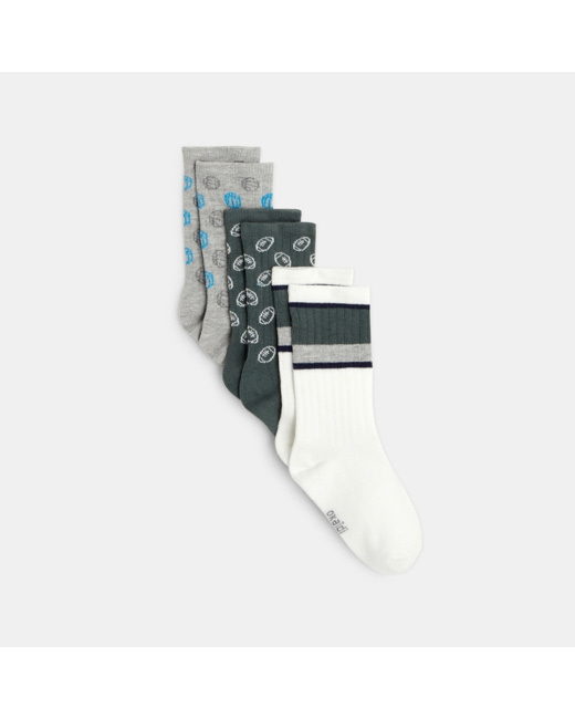 Chaussettes fantaisie (lot de 3) grises garçon