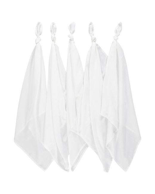 Lot de 5 langes unis blancs