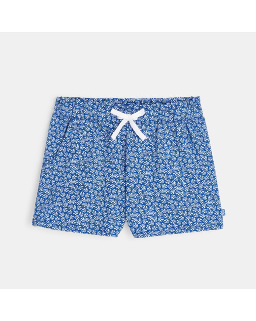 Short maille imprimé feuillage bleu fille