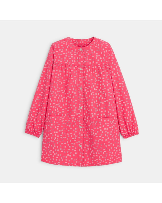 Tablier d'écolière imprimé rose fille