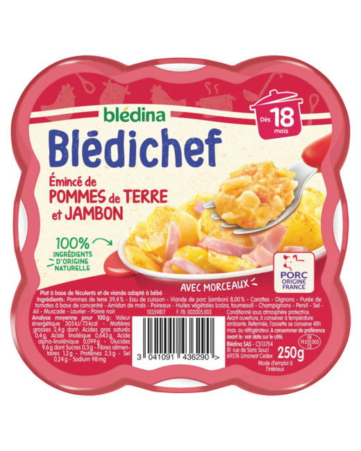 BLEDICHEF Emincé de pommes de terre et jambon