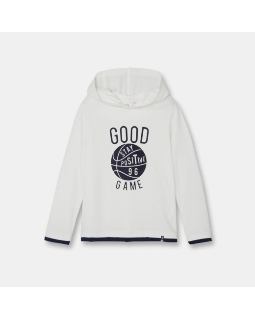 T-shirt à capuche blanc garçon
