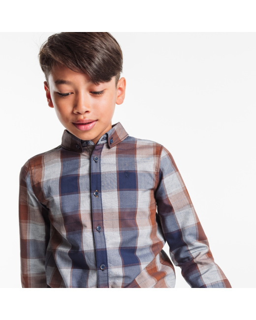 Chemise à carreaux à col boutonné jaune garçon