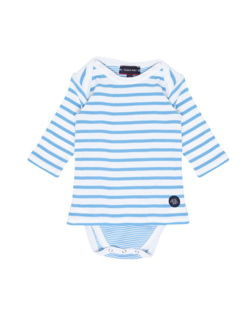 Body rayé Baby - coton - Blanc/Blue