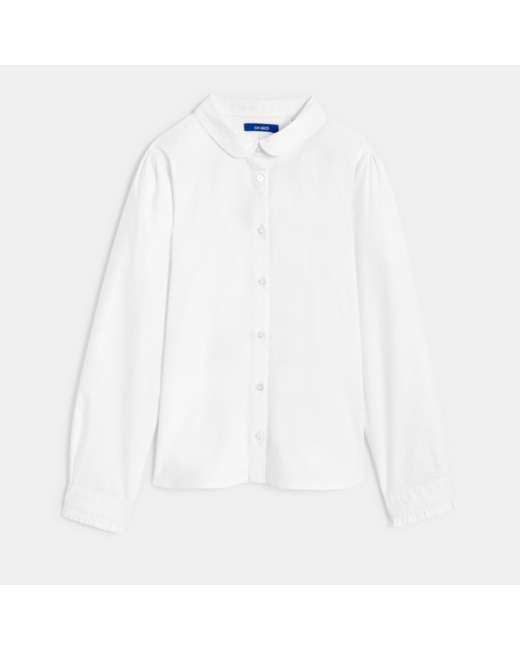 Chemise unie col Claudine blanche fille