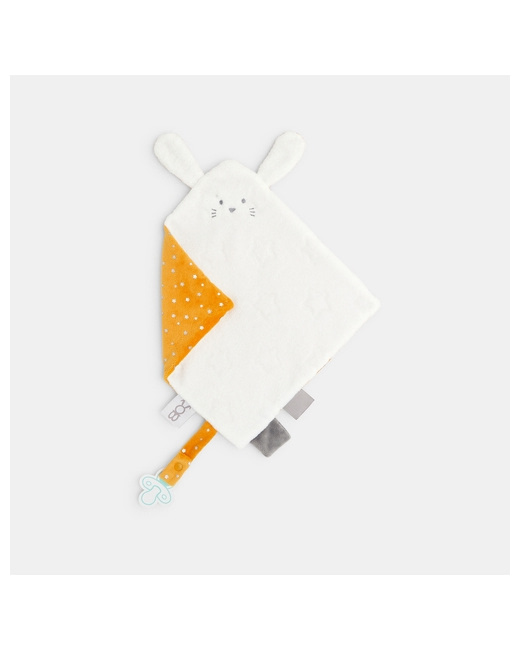 Doudou velours plat lapin orange