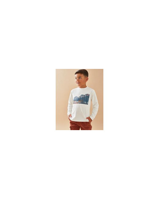 T-shirt longues manches imprimé montagne
