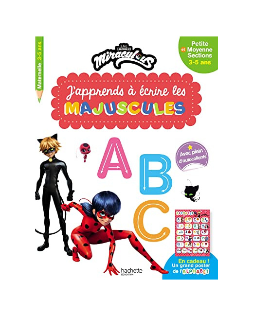 Miraculous - J'apprends à écrire les majuscules PS - MS (3-5 ans)