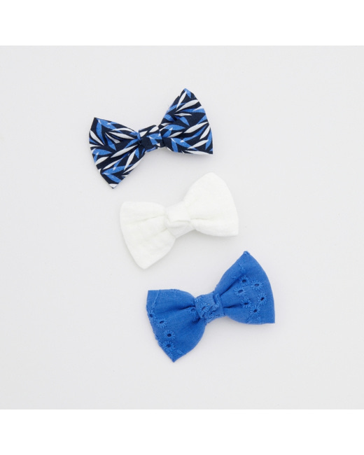 Barrettes nœuds papillon imprimés (lot de 3) bleu fille