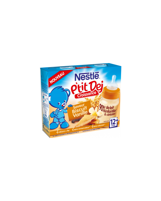 Nestlé P'tit Dej - Brique lait & céréales biscuit vanille