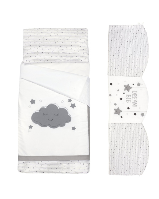 Ensemble de lit avec couette, tour de lit, draps et taie d'oreiller