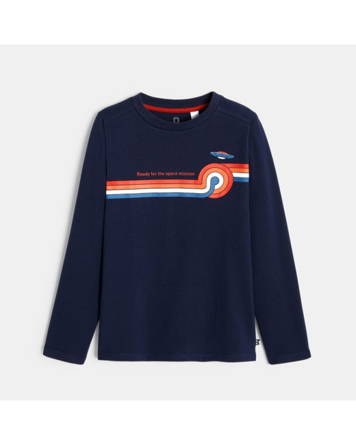 T-shirt manches longues thème espace bleu garçon
