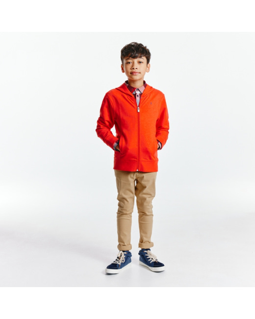 Sweat-shirt uni à capuche rouge garçon