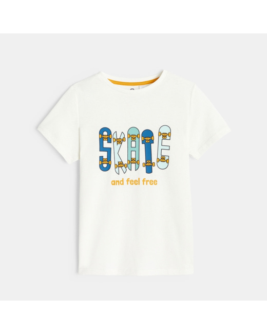 T-shirt motif skate blanc garçon