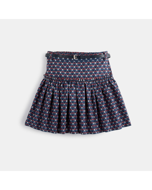 Jupe imprimée ceinturée bleue fille