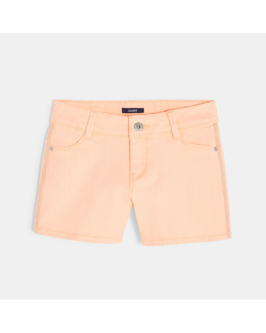 Short en toile rose fille