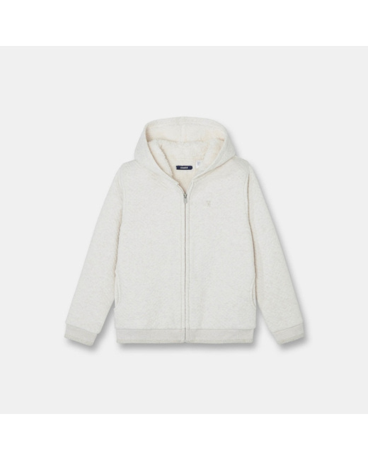 Sweat zippé fantaisie fourré blanc fille