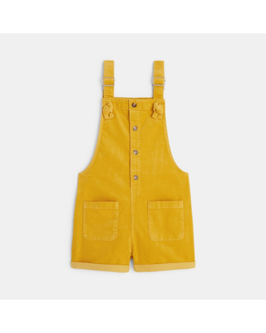 Salopette short en velours jaune fille