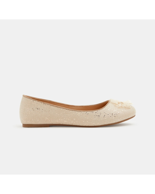 Ballerines pailletées avec fleur tulle jaunes fille
