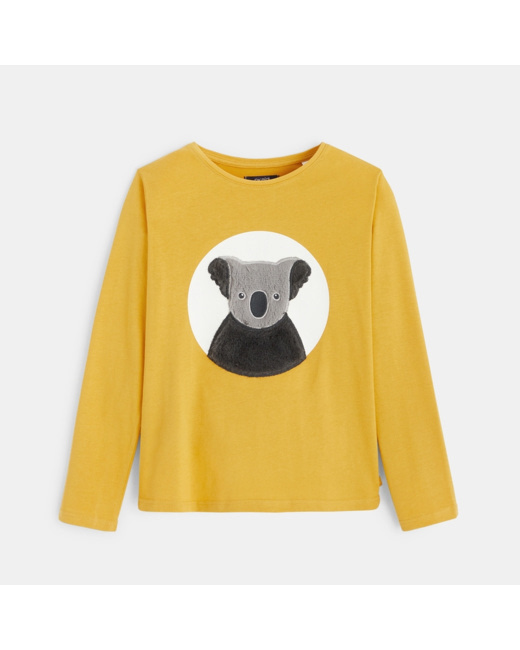 T-shirt manches longues à motif peluche Koala jaune fille