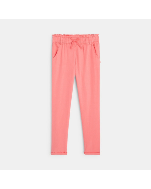 Pantalon paperbag couleur rose fille
