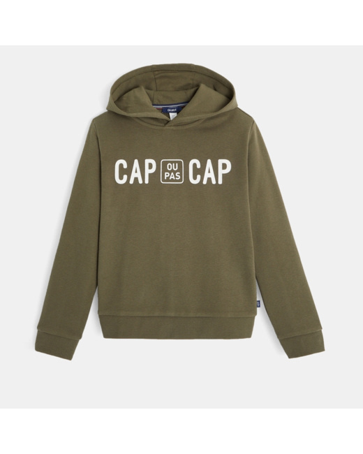 Sweat à capuche Cap ou pas cap vert garçon