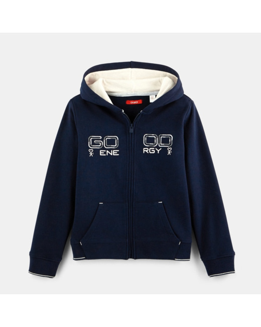 Sweat capuche zippé bleu fille