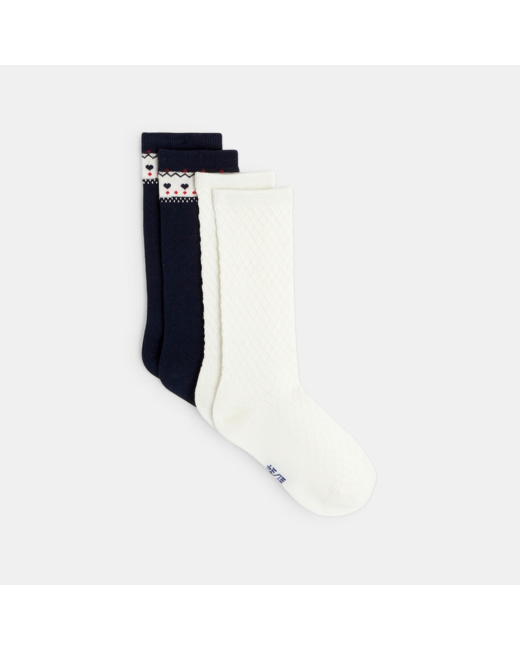 Chaussettes fantaisie (lot de 2) blanches fille