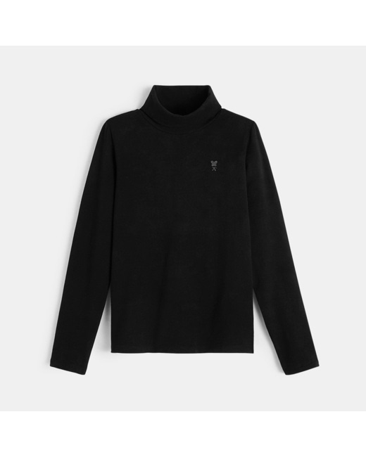 T-shirt col roulé noir fille
