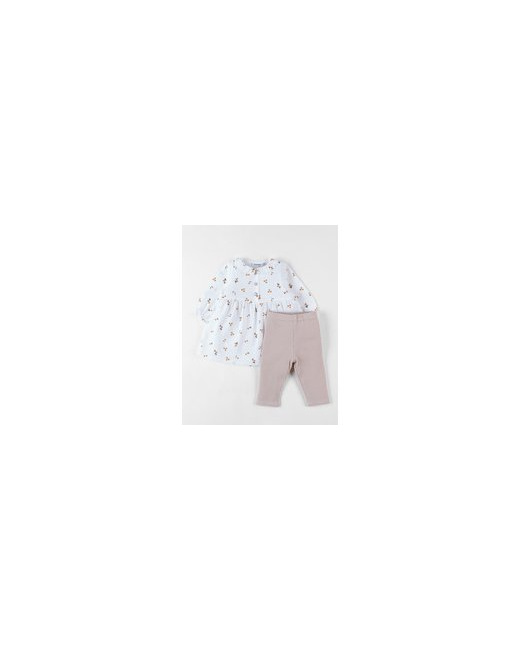 Set robe imprimé fleuri + legging en jersey côtelé