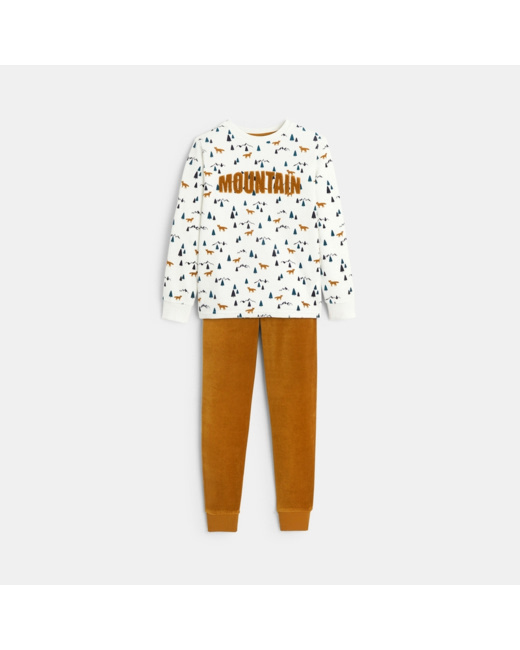 Pyjama 2 pièces en velours orange garçon
