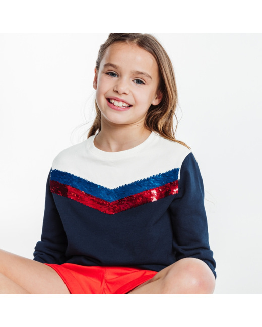 Sweat-shirt à sequins magiques bleu fille