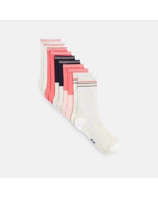 Chaussettes côtelées (lot de 5) roses fille