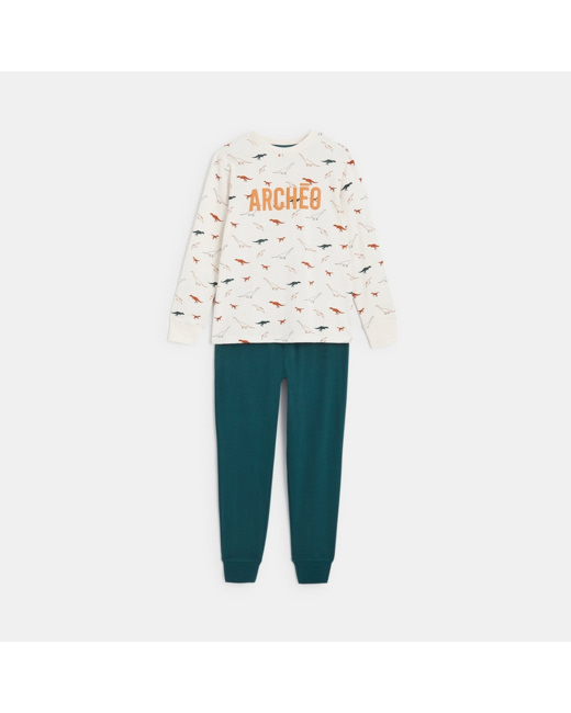 Pyjama 2 pièces motifs dinosaures vert garçon