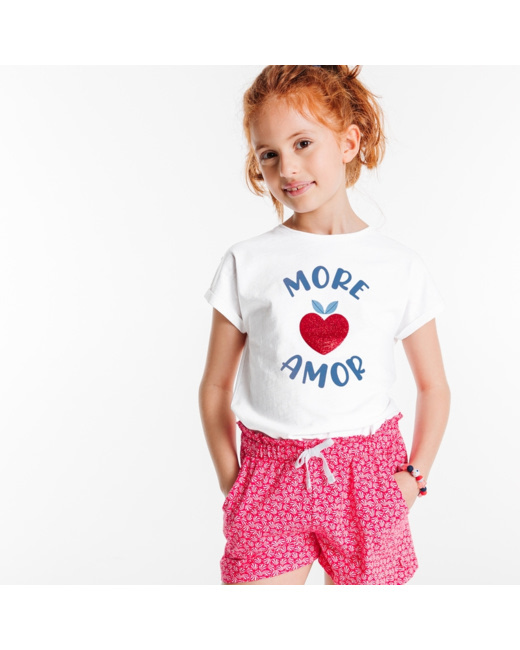 T-shirt à motif et message bleu fille
