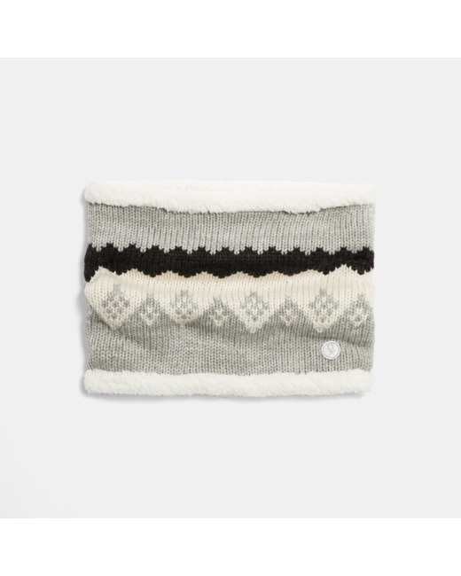 Snood en tricot Jacquard et moumoute polaire gris garçon