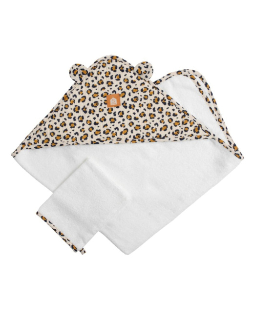 Cape de bain bébé en gaze de coton Léopard