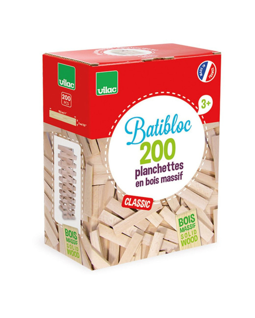 Jeu de construction en bois 200 planchettes batibloc - classic