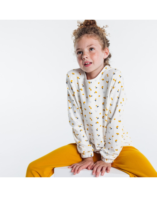 Pyjama 2 pièces en molleton blanc fille