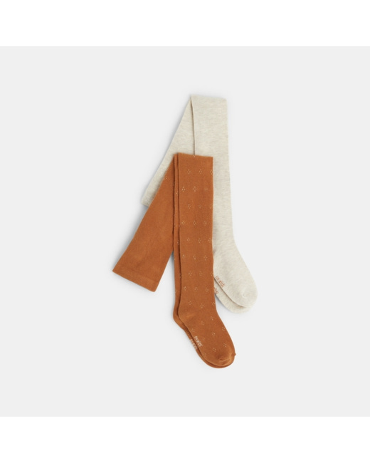 Collants chauds en tricot (lot de 2) blancs fille