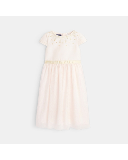 Robe ballerine brodée et pailletée roses fille